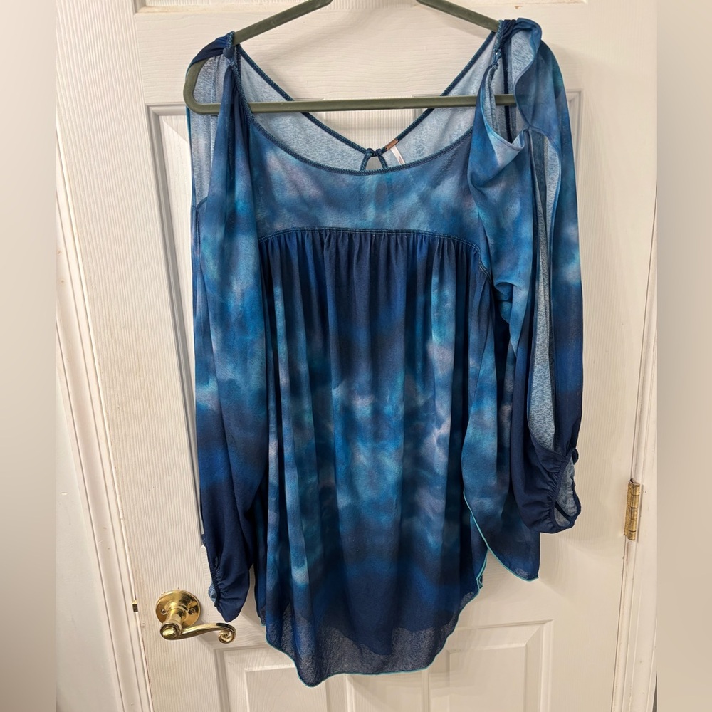 FREE PEOPLE TUNIC BLOUSE SZ M EUC SEMI SHEER